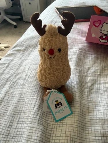 Jellycat Amuseables Peanut Reindeer Plush Retired Disconnected Paper Tag Matted