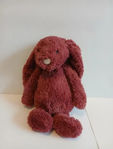 Jellycat Bashful Berry Bunny Plush Red Burgundy Toy Medium 12"
