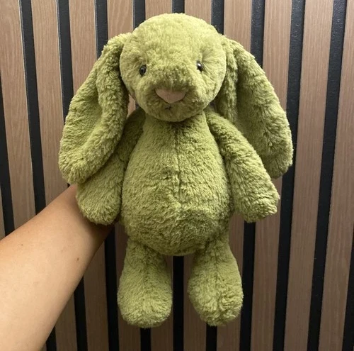 Jellycat Bashful Moss Bunny Medium Retired Green Plush HTF Sold AS IS