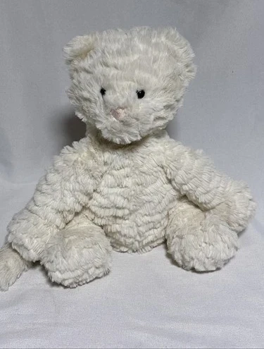 Jellycat Fuddlewuddle Kitty Kitten White Cream Plush Cat Pink Nose 8" Authentic