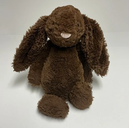 Jellycat Medium Bashful Chocolate Bunny Plush Dark Brown Retired READ INFO