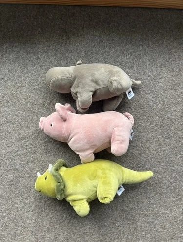 Jellycat Mellow Mallow Pig, Hippo, Triceratops Small Retired Plush Toys