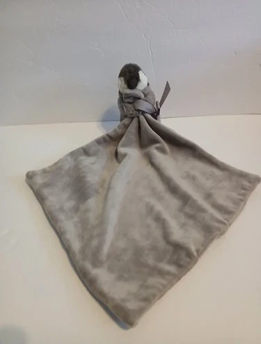 Jellycat Percy Penguin Soother Security Blanket Baby Lovey Plush Grey White Rare