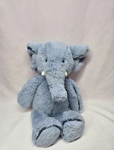 Jellycat Piper Elephant Blue Plush Stuffed Animal White Tusks Toy