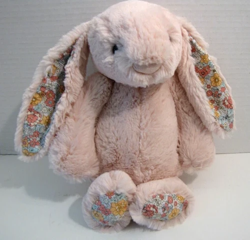 Retired Jellycat Blossom Bunny Blush Pink Floral Ears Feet Plush Rabbit